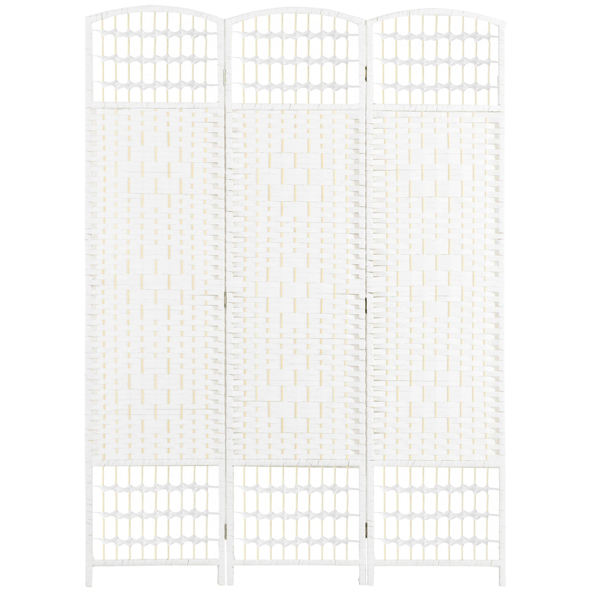 4 Panel Folding Room Divider, Portable Privacy Screen, Wave Fiber Room Partition for Home Office, Black