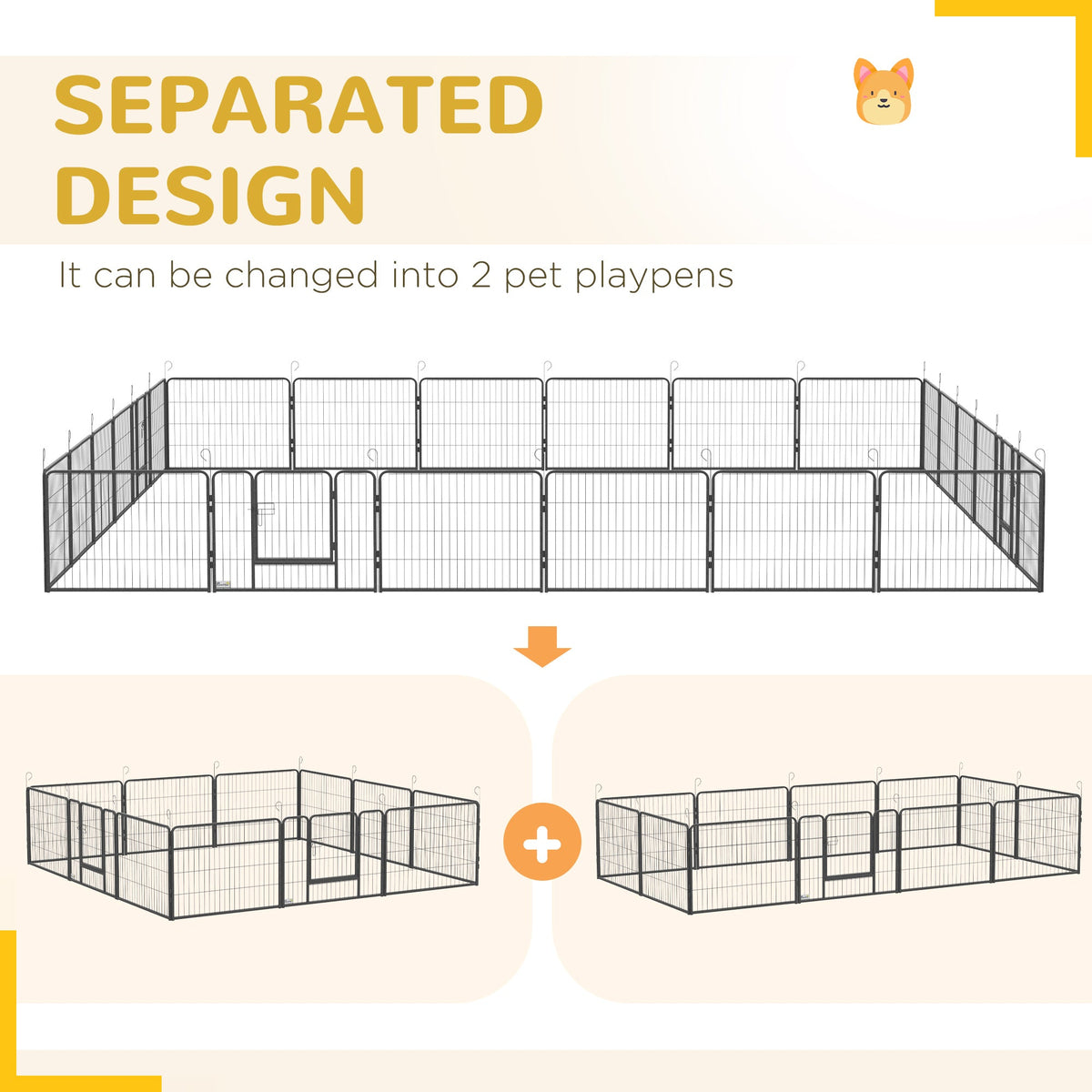 24 Panel 24" Height Heavy Duty Dog Playpen for Small Medium Dogs, Grey