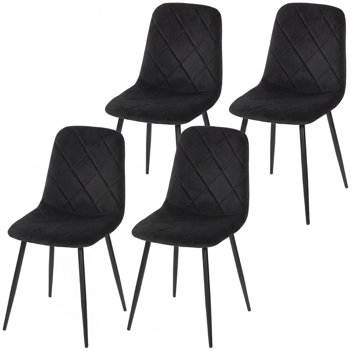Dining Chairs Set of 4, Upholstered Dining Room Chairs with Steel Legs, Modern Kitchen Chair for Dining Room, Black