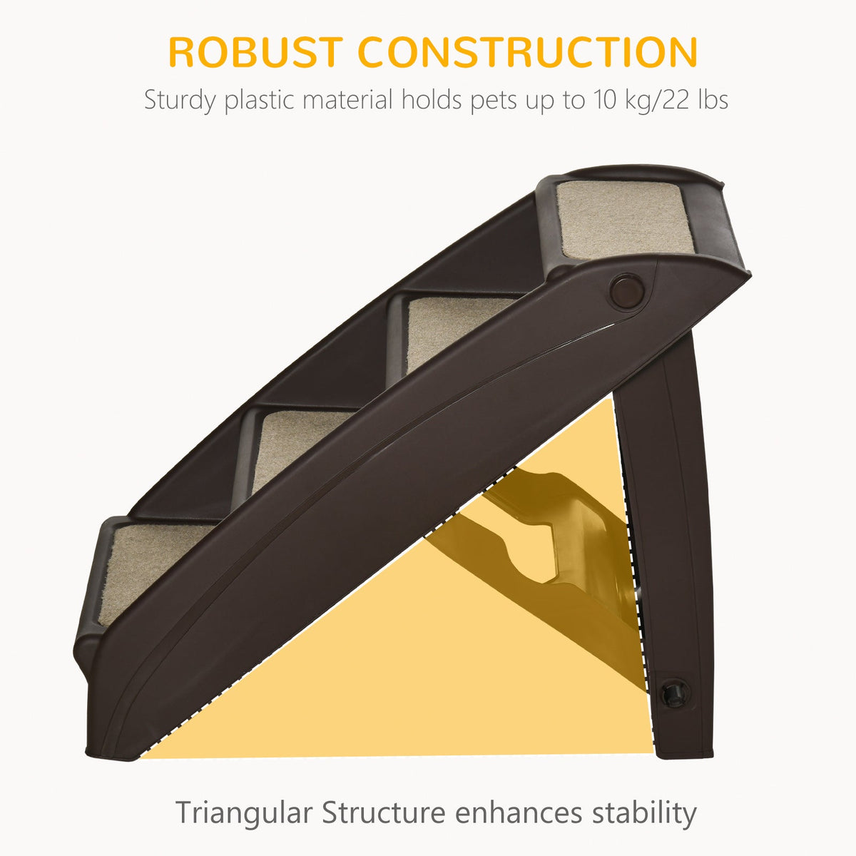 4-Level Portable Dog Stairs, Foldable Dog Steps for Small Dogs, Lightweight Cat Steps, with Nonslip Soft Mats, for High Bed, Sofa, Beige