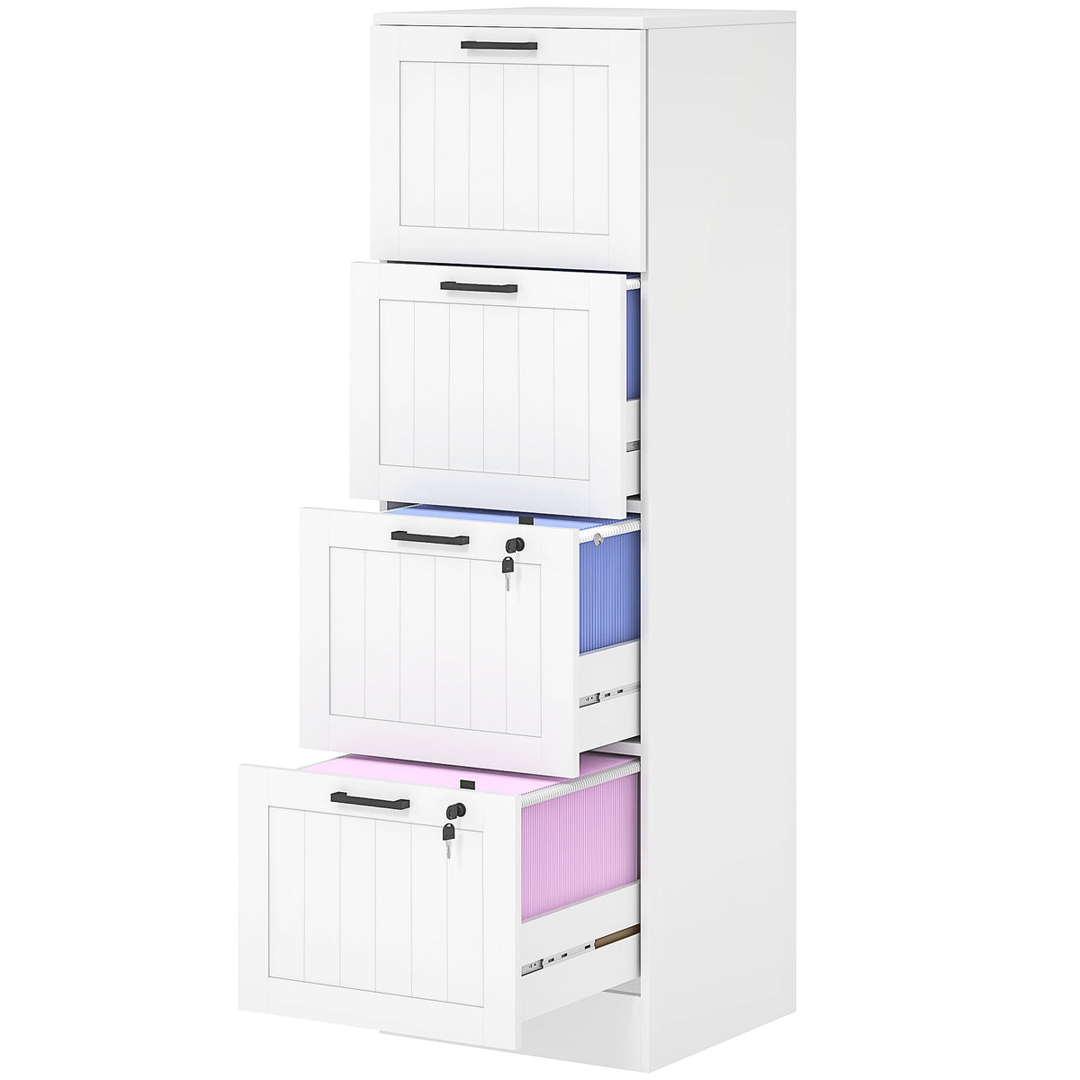 2 Drawer Filing Cabinet with Lock, Office Storage Cabinet with Adjustable Hanging Bars for A4 Letter Size Files, Black