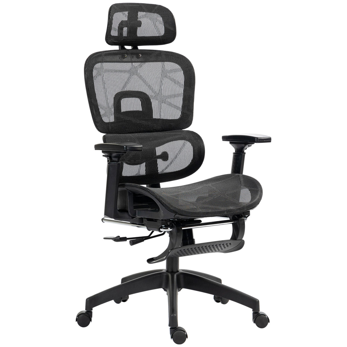 Mesh Office Chair with 3D Armrest, High Back Desk Chair with Lumbar Support, 135° Reclining, Adjustable Headrest, Black