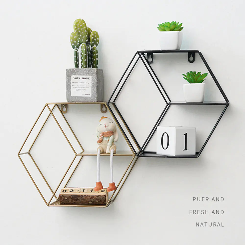 Hexagonal Wall Shelf - Wall Decor and Storage Rack