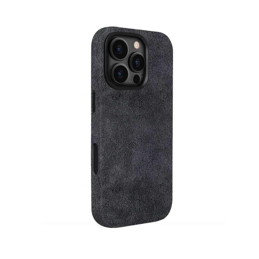 Grey Alcantara Case For iPhone 16 Pro