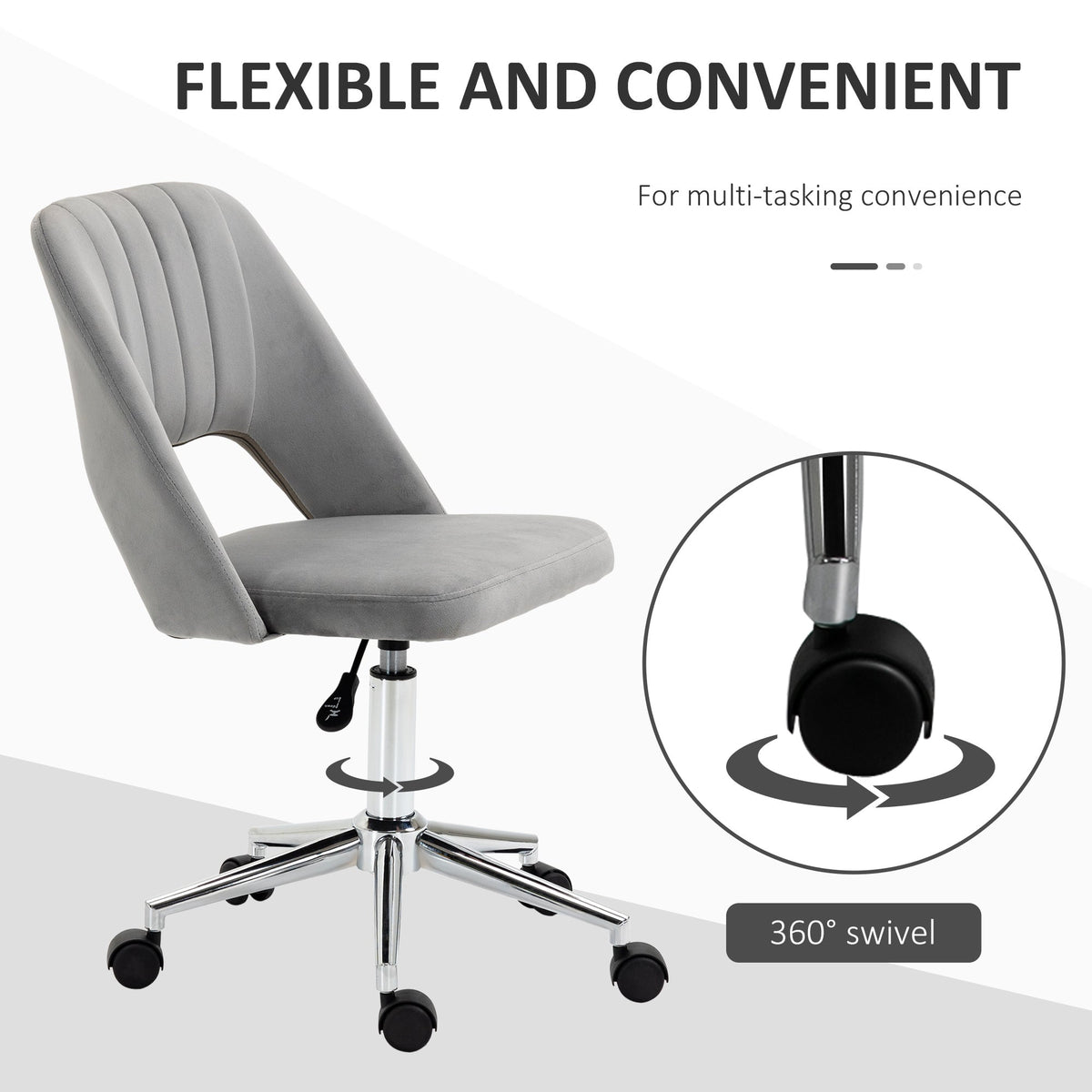 Mid Back Office Chair Velvet Fabric Swivel Scallop Shape Computer Desk Chair, Green