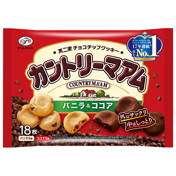 不二家 カントリーマアム バニラ&ココア 18枚×18袋入【日本出荷】
