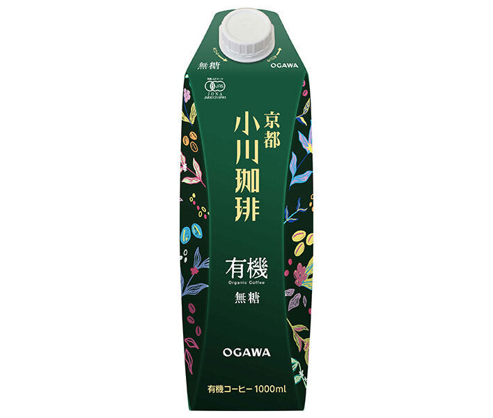 小川珈琲 京都小川珈琲 有機珈琲 無糖 1000ml紙パック×6本入【日本出荷】
