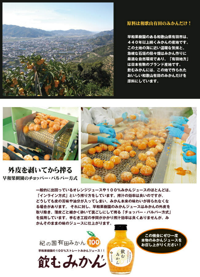 早和果樹園 飲むみかん 180ml瓶×30本入【日本出荷】