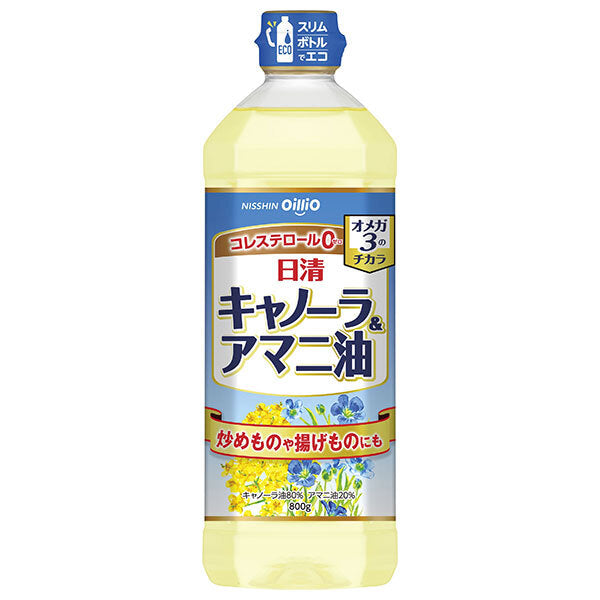日清オイリオ 日清キャノーラ&アマニ油 800gペットボトル×8本入【日本出荷】