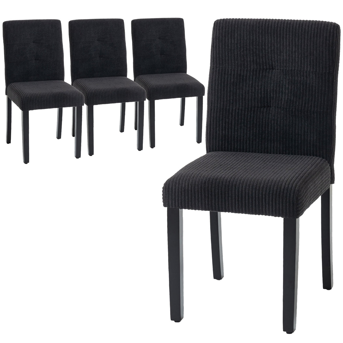 Modern Dining Chairs Set of 4, Kitchen Chairs with Rubberwood Legs and Padded Seat, Beige