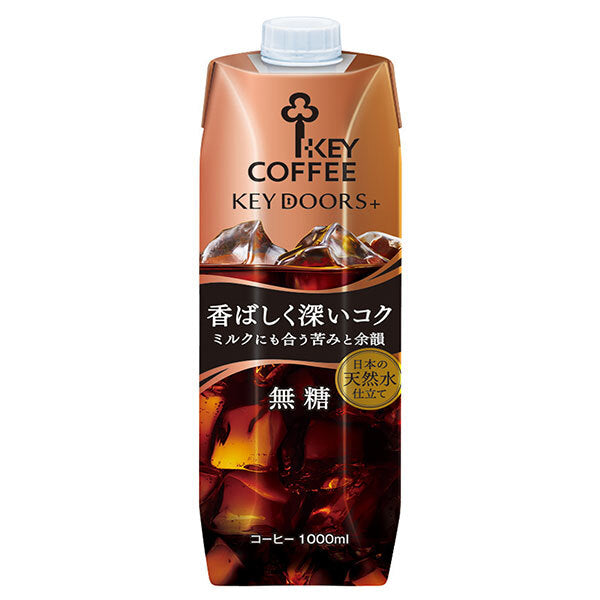 キーコーヒー KEY DOORS+ リキッドコーヒー 香ばしく深いコク 無糖 1000ml紙パック×6本入【日本出荷】