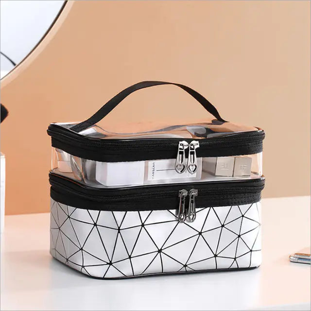 Multifunctional Double Transparent Cosmetic Bag for Travel