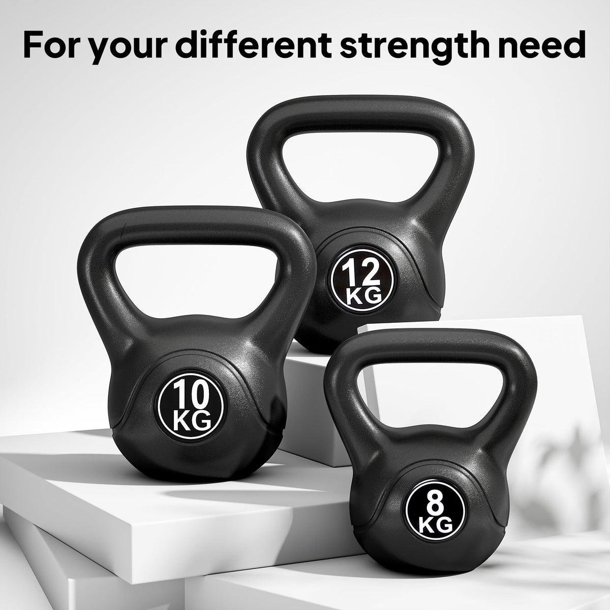 22lb Fitness Kettlebell, Plastic Exercise Weight, Weightlifting Tools with Sand, Handle, Noise Reduction for Home, Gym