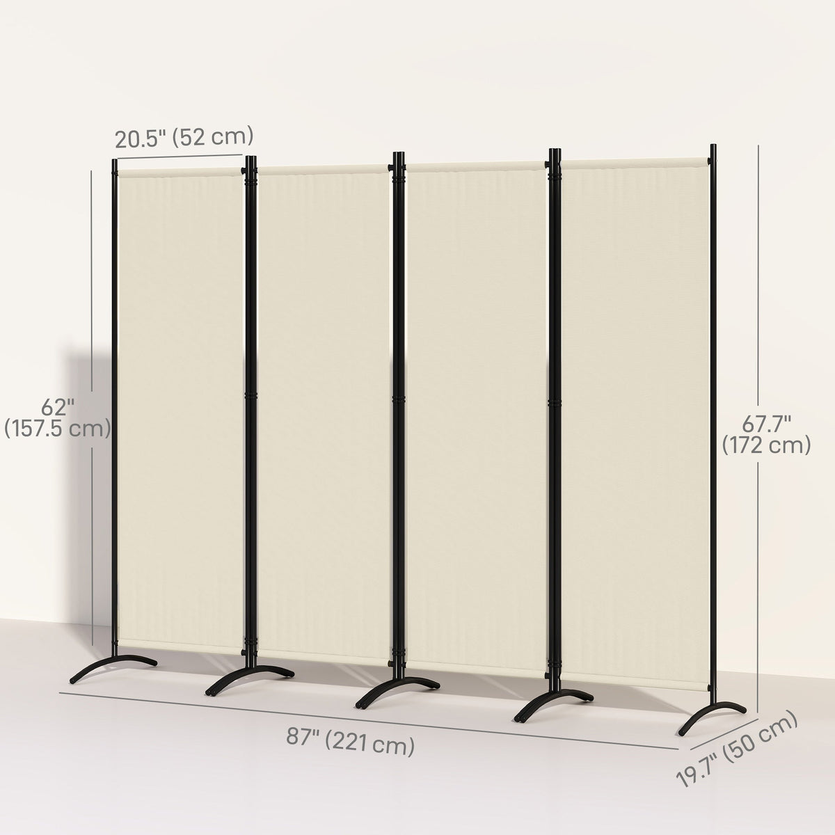 Folding Room Divider, Privacy Screen for Home Office Bedroom, 5.6FT Tall, Dark Grey