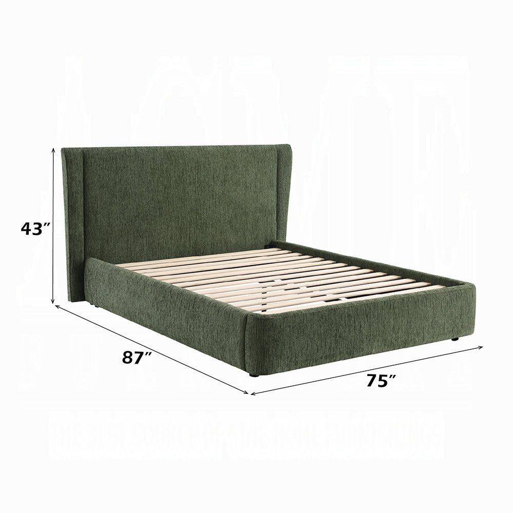 Purus Upholstered Platform Bed - Moss Green