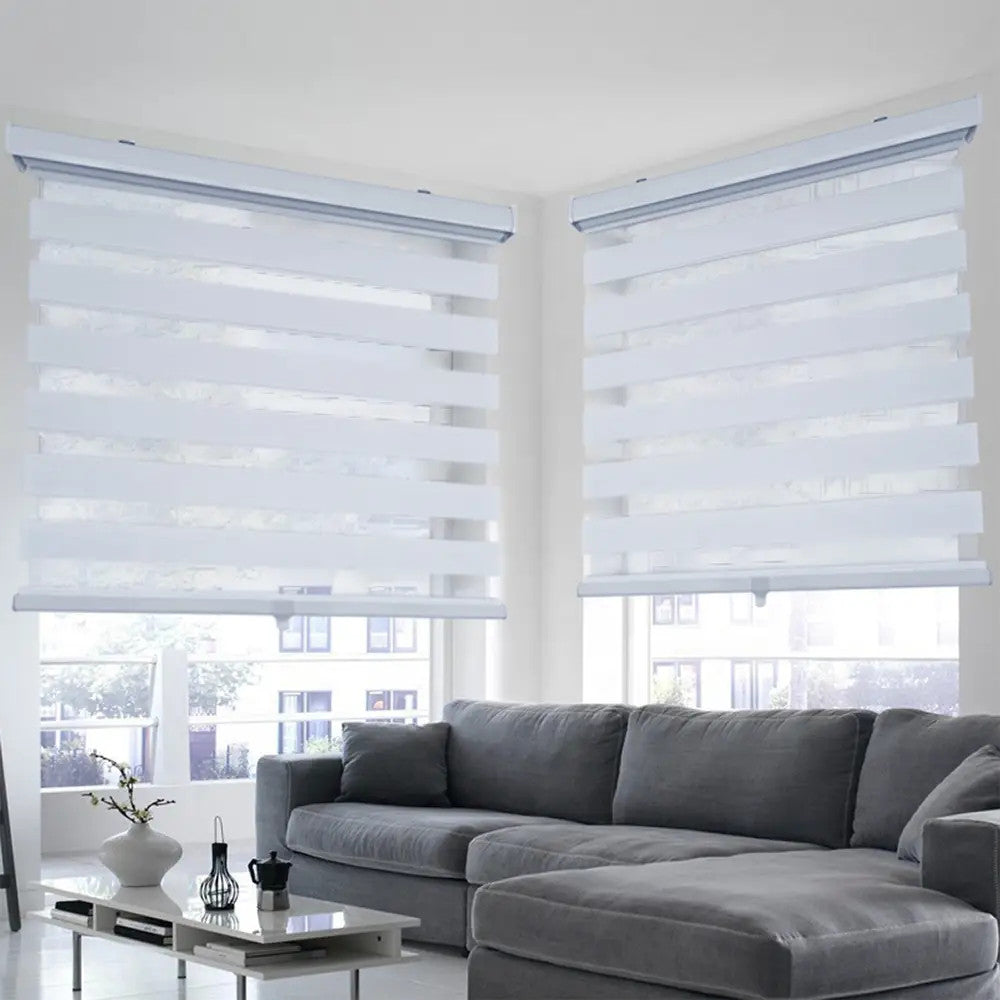 ITY CDNW-1 46 Olivia Stone Cordless Polyester Zebra Day-Night Blind 46"x84" in White