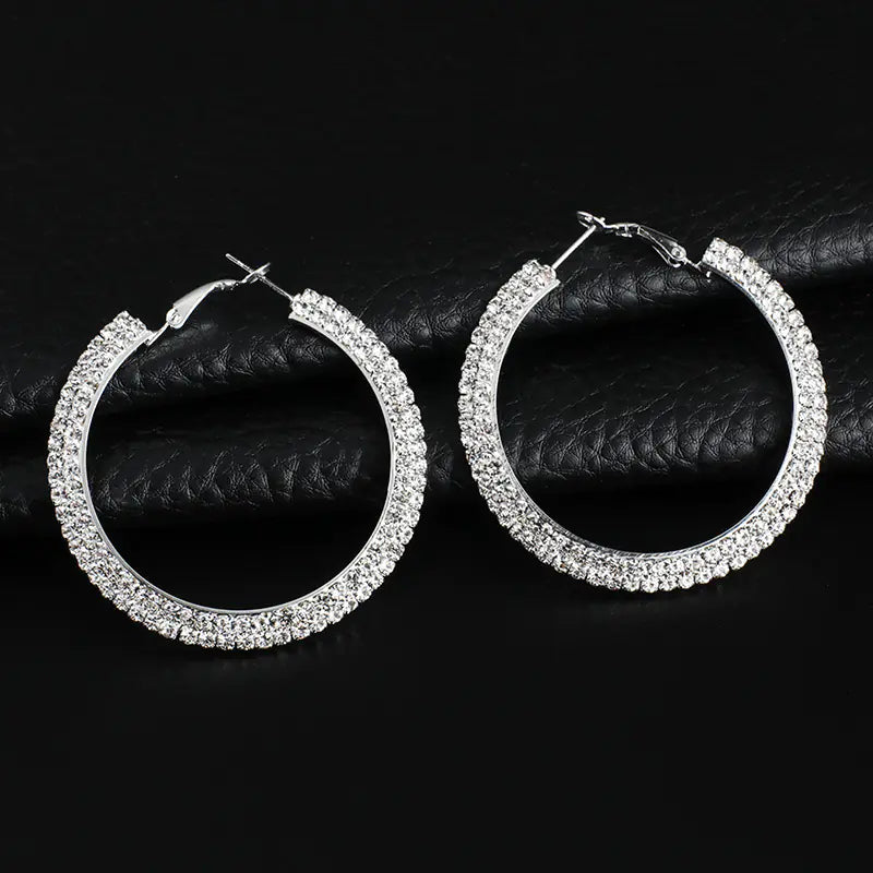 Luxury Round Crystal Hoop Earrings for Women
