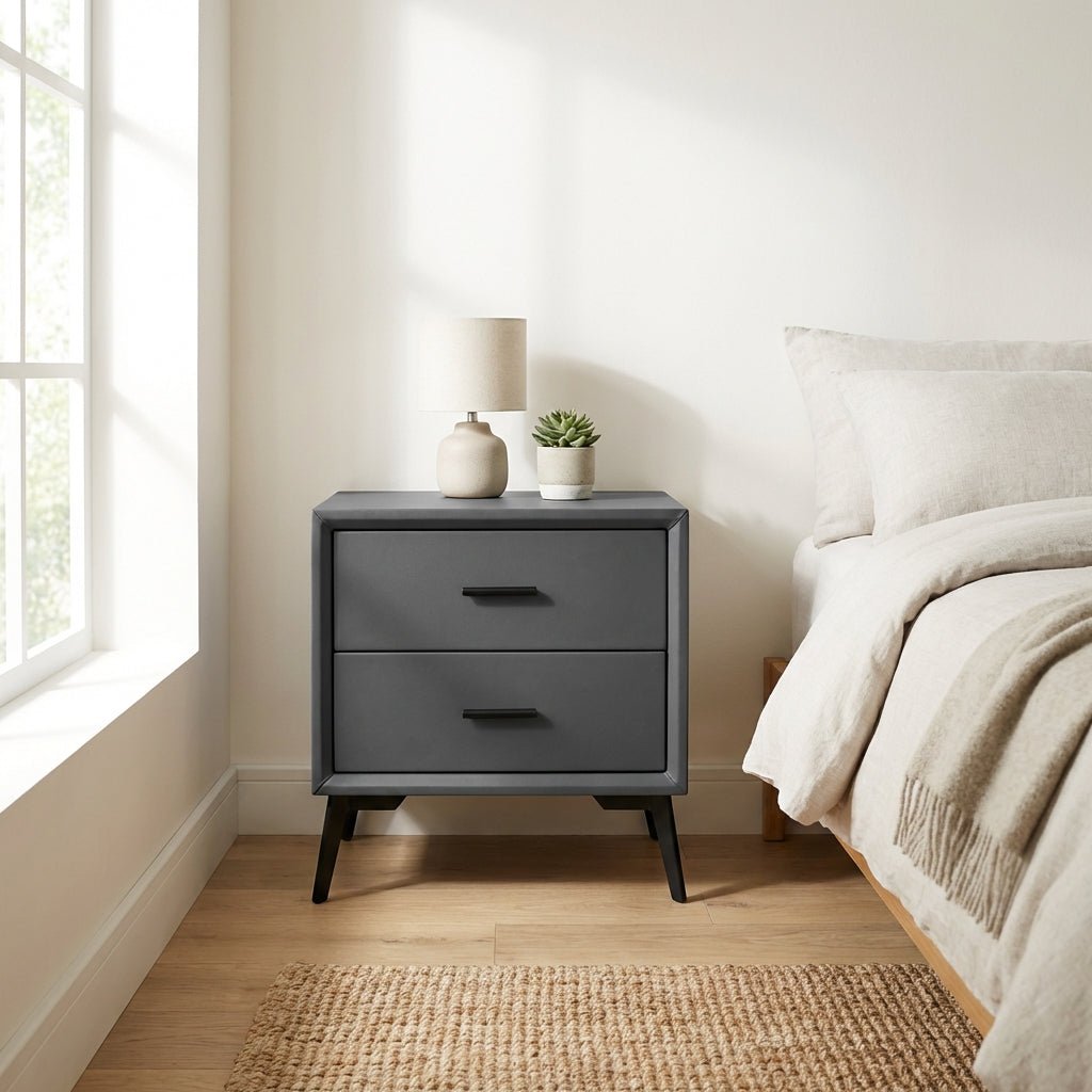 Brașov Two-Drawer Nightstand in Grey