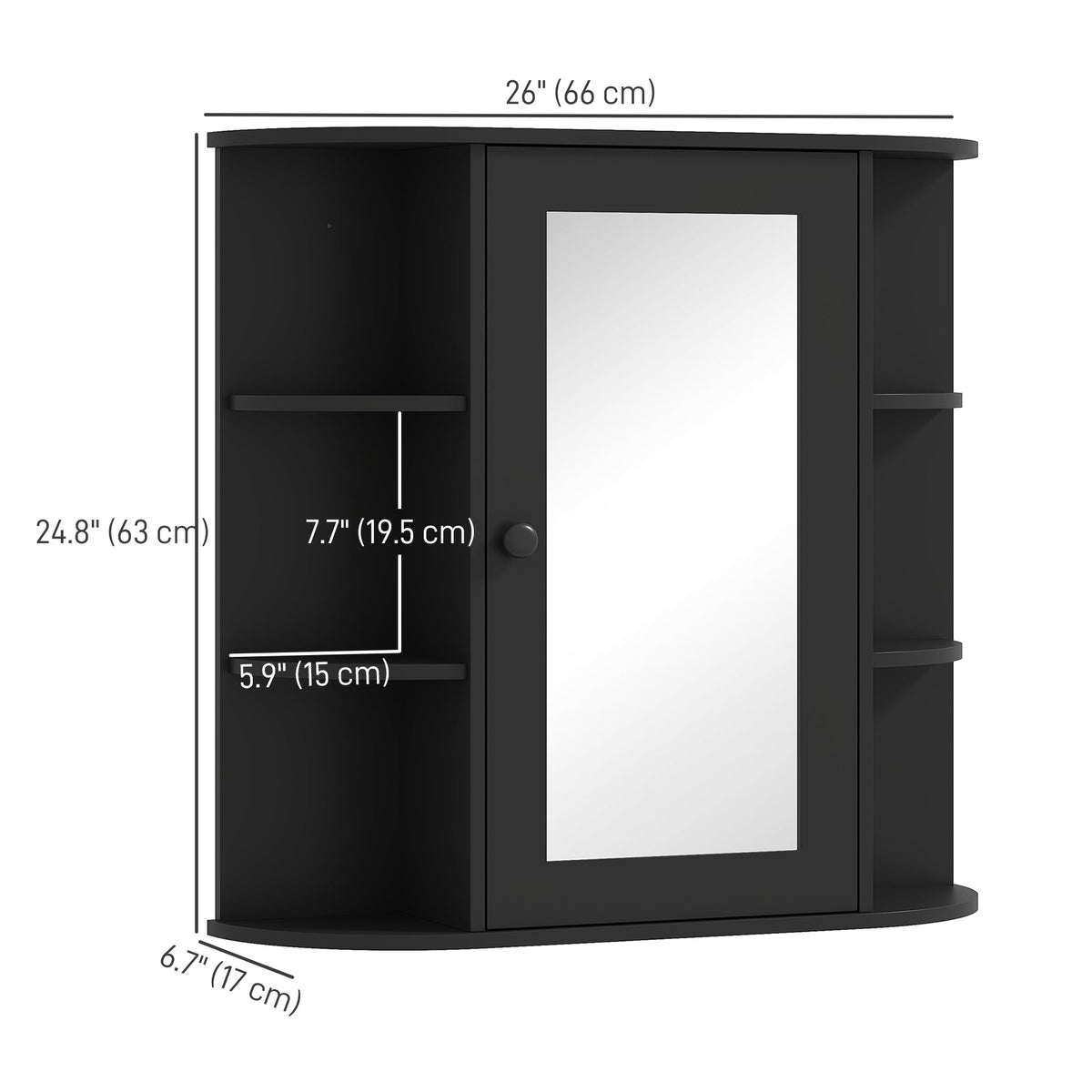 Mirrored Bathroom Wall Cabinet Wall Mounted Medicine Cabinet with Door & Shelves, White