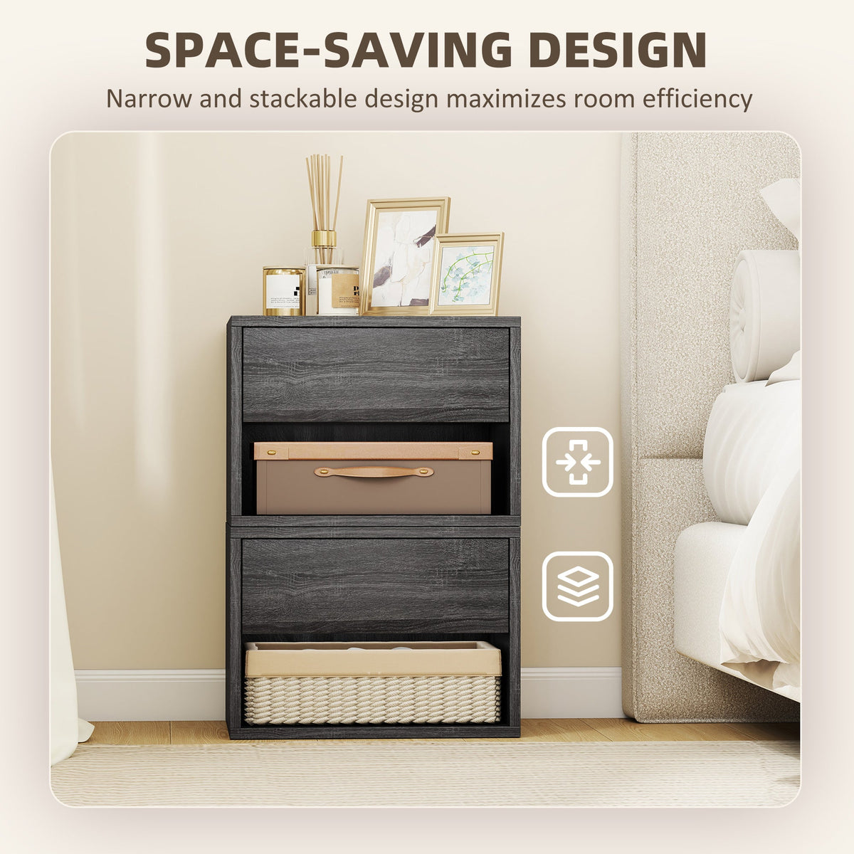 Floating Nightstand Set of 2, Wall Mounted Bedside Table with Drawer for Bedroom Black
