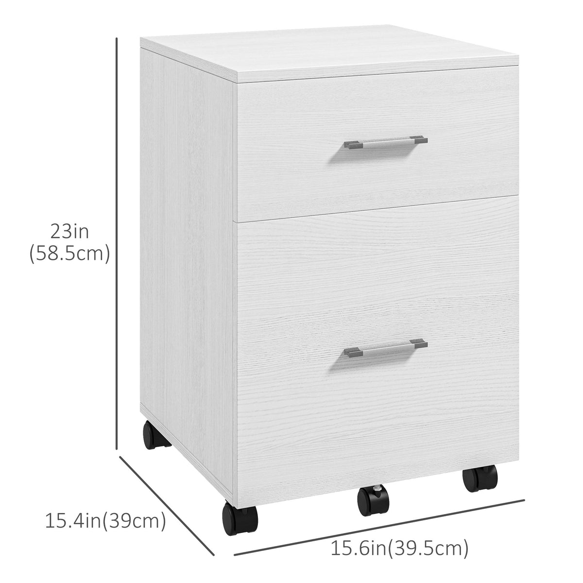 Mobile Filing Cabinet, Vertical File Cabinet with 2 Drawers, Wheels, for Letter or A4 File, Natural