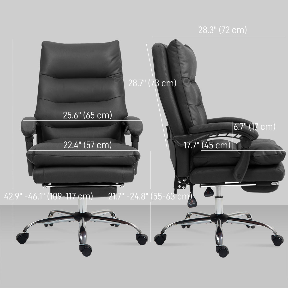 Executive Office Chair with 6-Point Massage, Microfibre Reclining Computer Chair with Footrest, Black