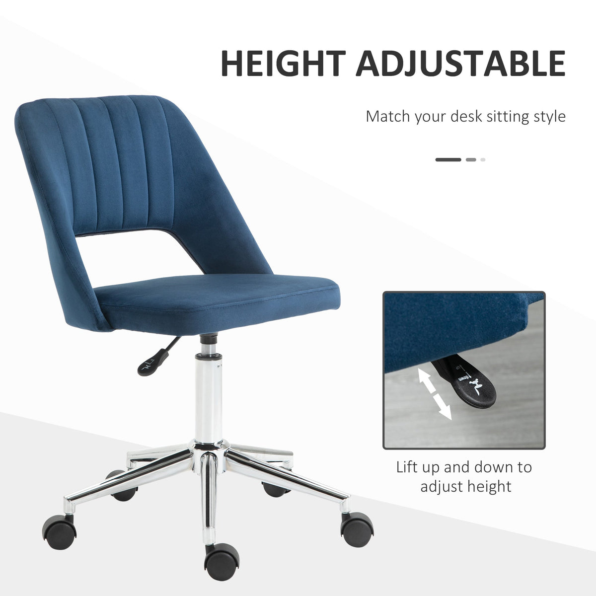 Mid Back Office Chair Velvet Fabric Swivel Scallop Shape Computer Desk Chair, Green