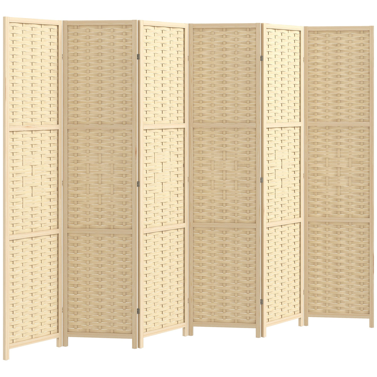 4-Panel Room Divider, 5.6 FT Bamboo Freestanding Folding Privacy Screen for Indoor Bedroom Office, Natural Wood