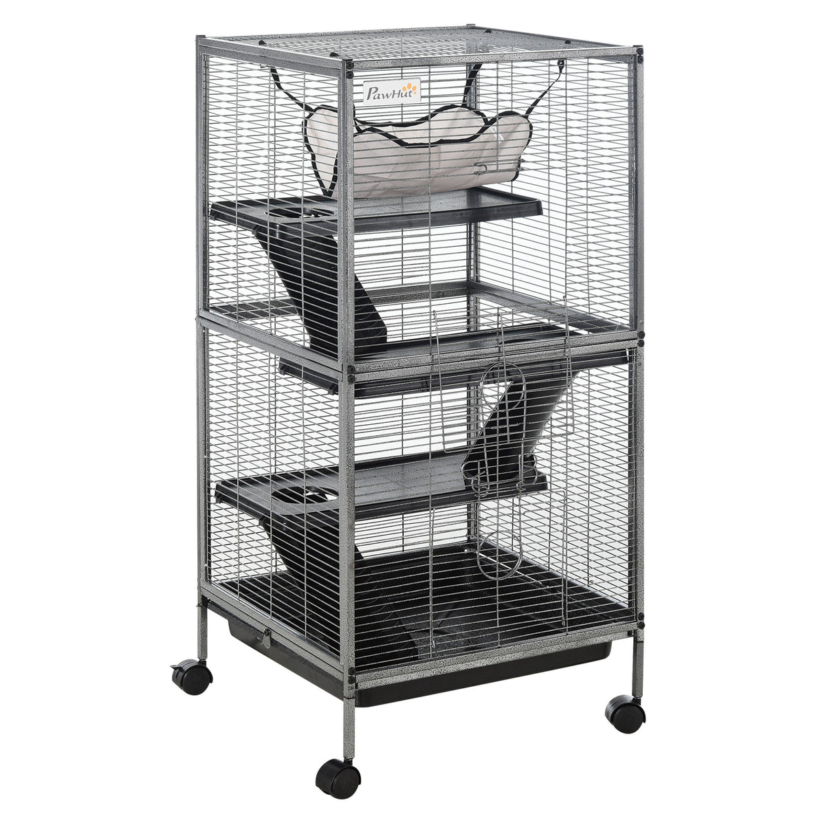 4-Tier Rolling Small Animal Cage, Deluxe Ferret Cage for Mink Chinchilla Kitten Rabbit