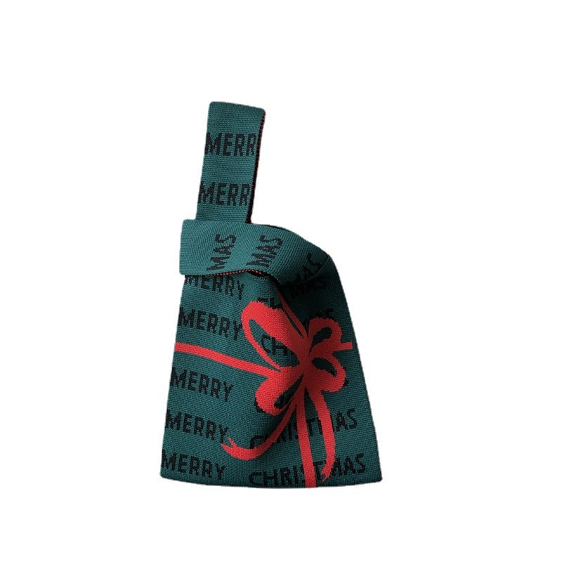 Christmas Knit Tote Bag for Women, Festive Holiday Shoulder Handbag