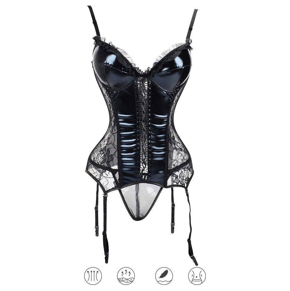 Leather burlesque Corset Lingerie