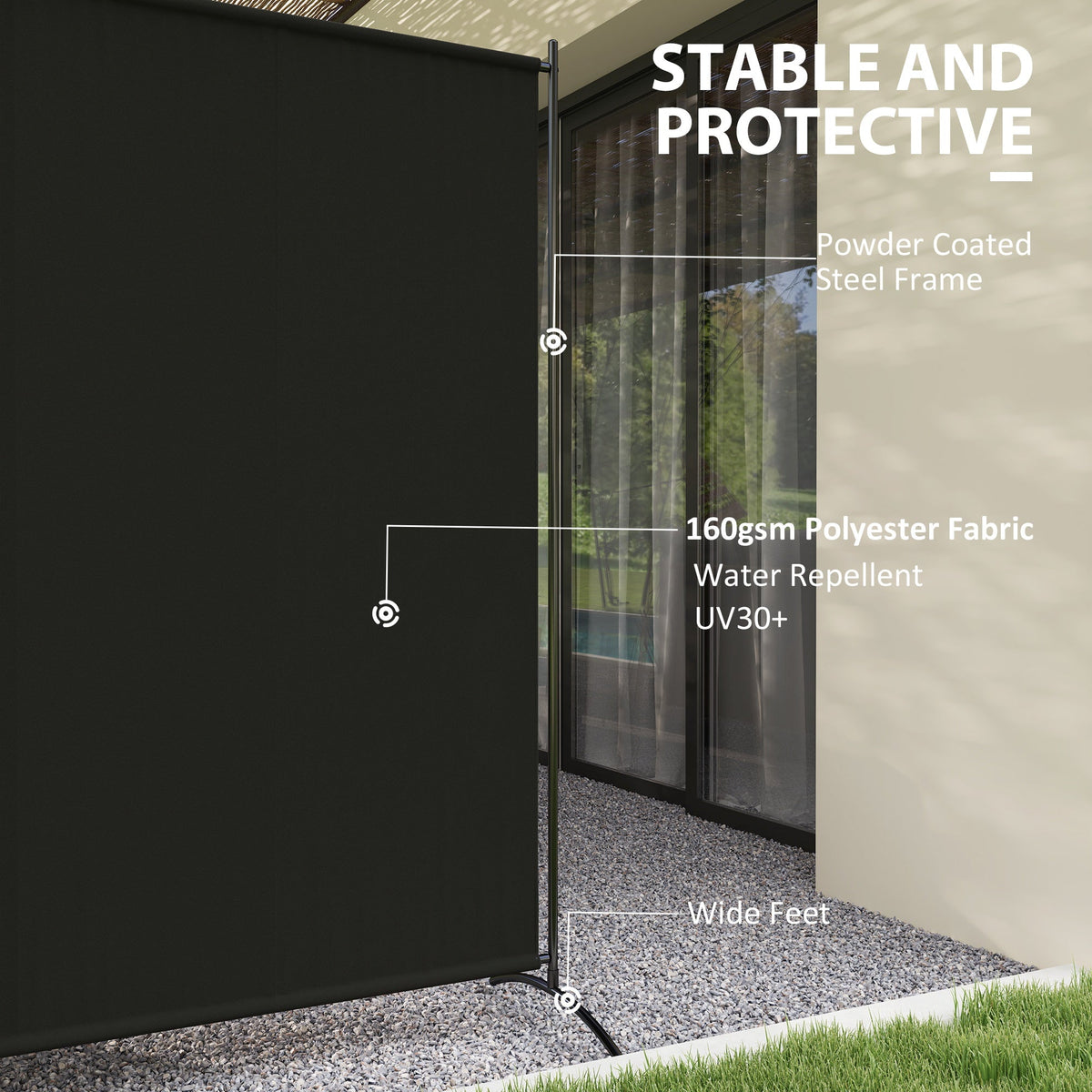 Single Panel Room Divider, UV30+ Privacy Screen, Indoor Outdoor Privacy Panel with Stable Base, Beige