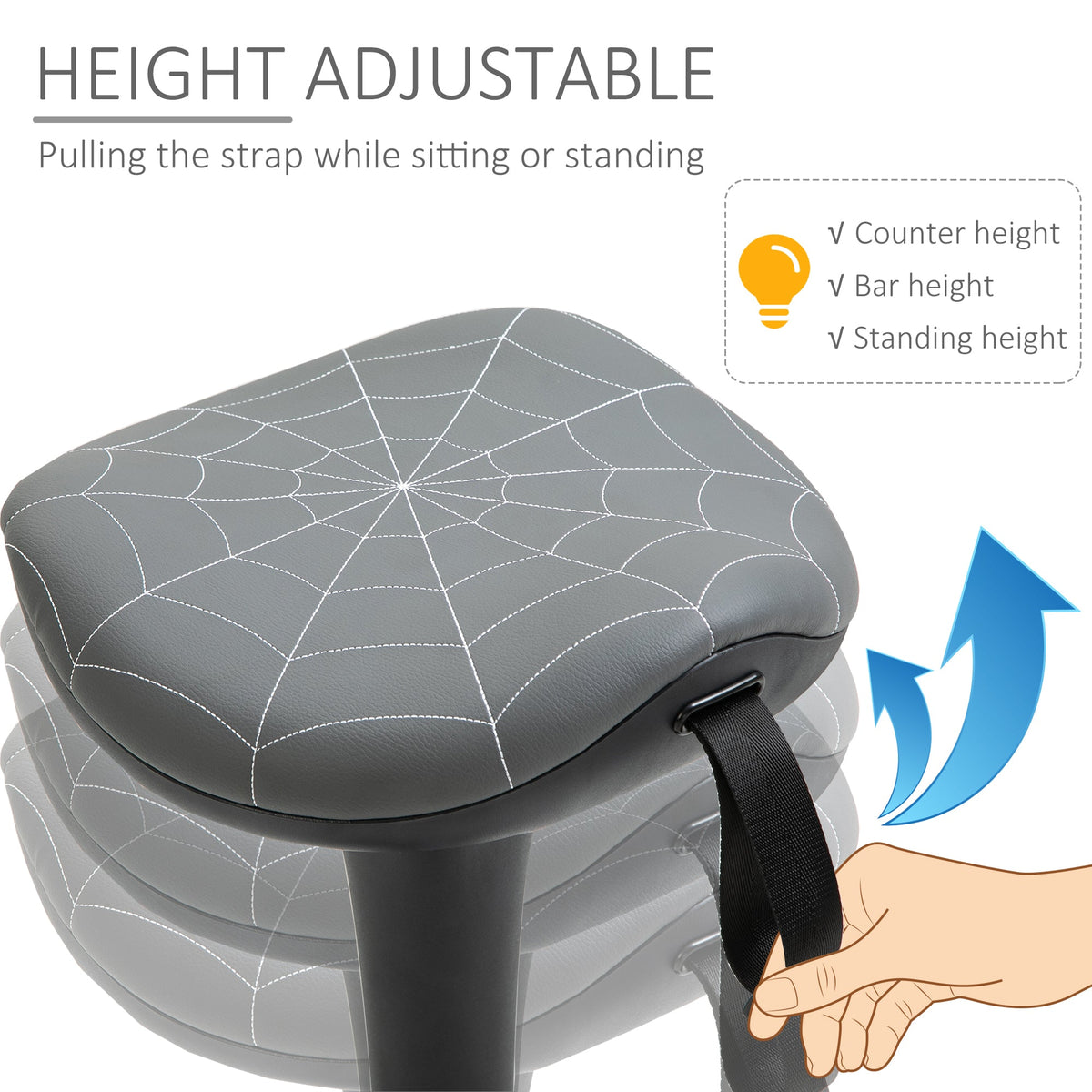 Backless Wobble Stool Chair, Standing Desk Chair, Adjustable Learning Stool for Office Desks, with Rocking Motion, Brown