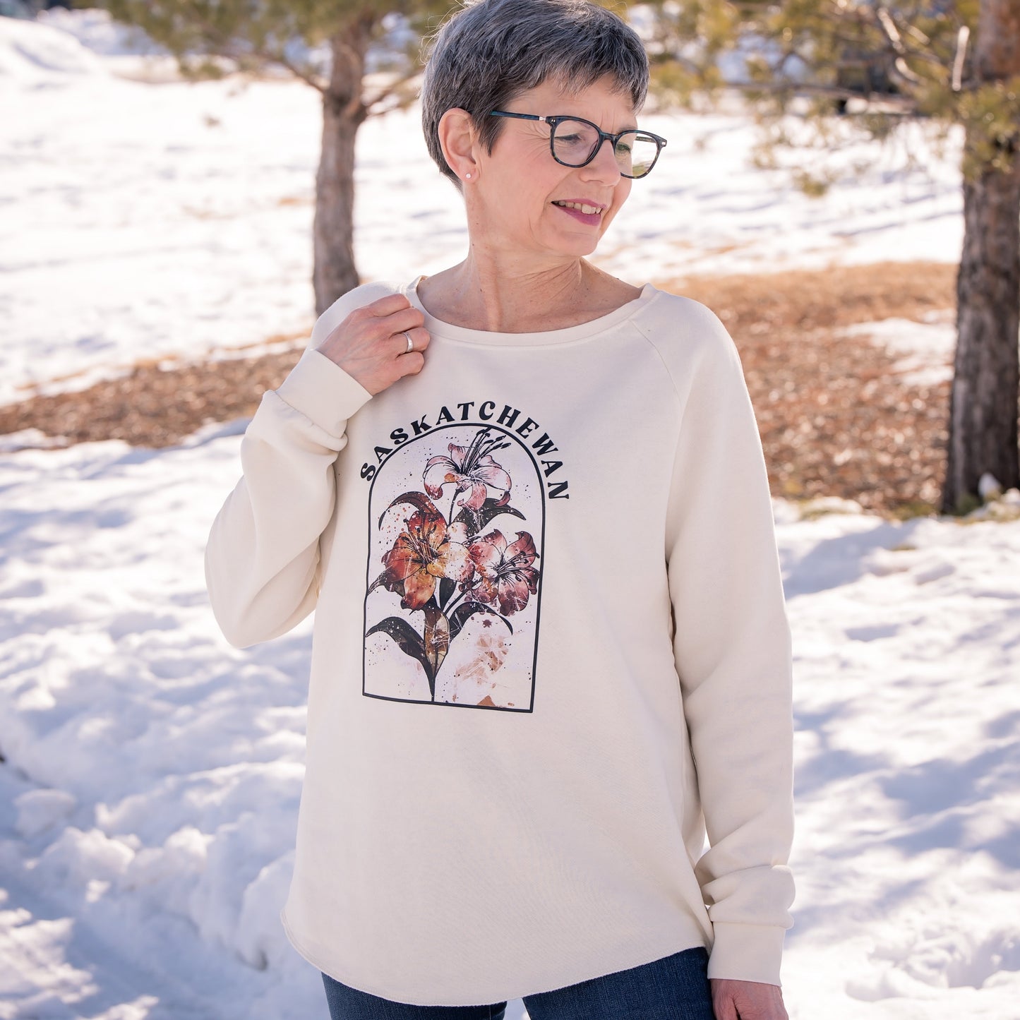 Watercolor Prairie Lily Premium Women's Sweatshirt | Saskatchewan Apparel
