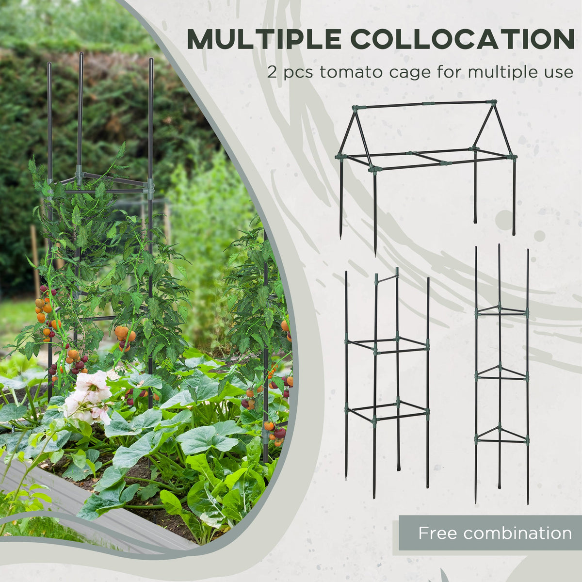 6' x 3' x 1' Raised Garden Bed with 2 Trellis Tomato Cages, Steel Frame Elevated Planter Box, Black