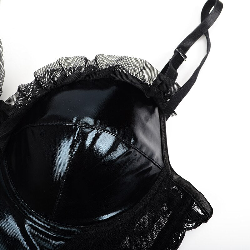 Leather burlesque Corset Lingerie