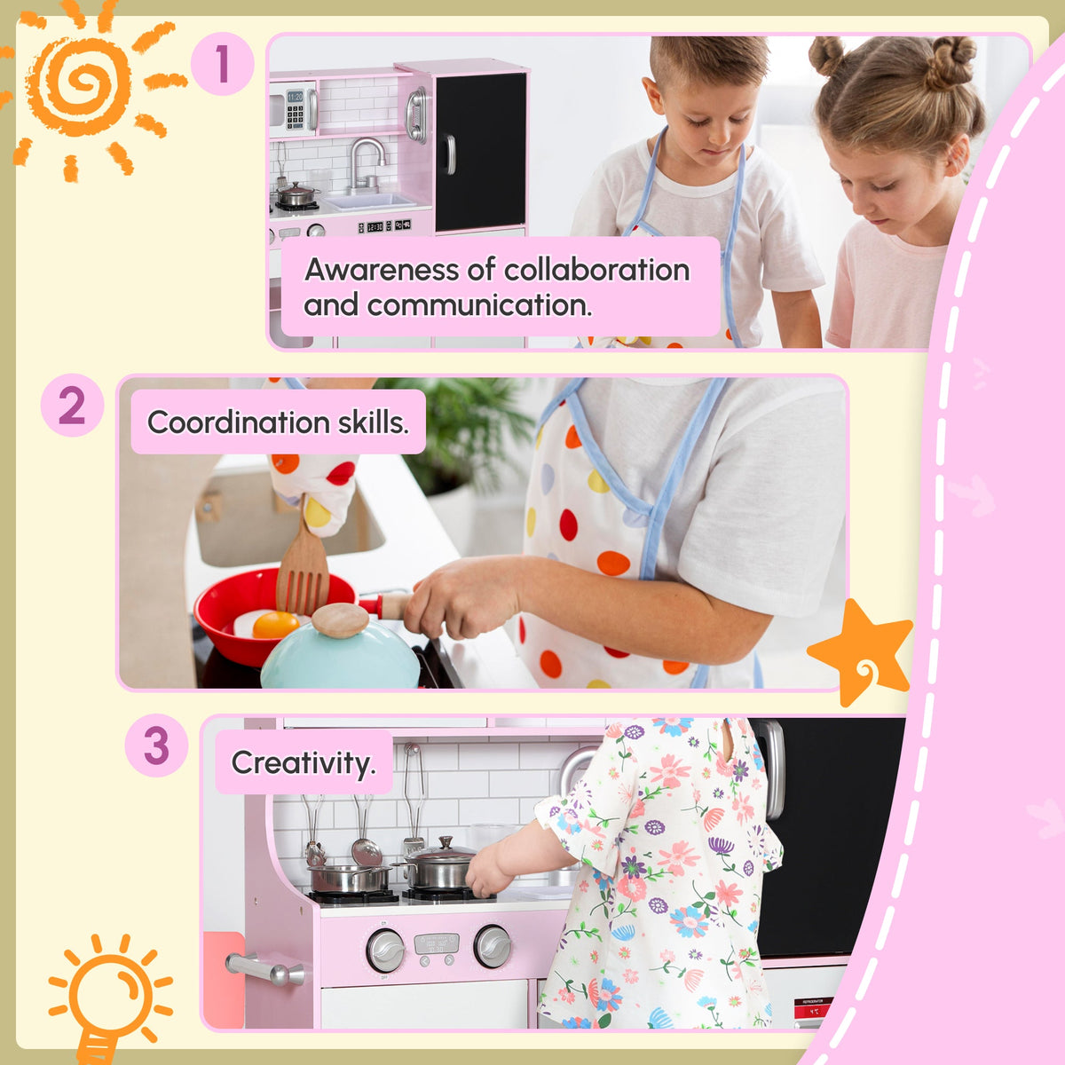 Play Kitchen for Kids, Kids Kitchen Playset w/ Chalkboard, Ice Maker, Play Phone, Sink, Microwave