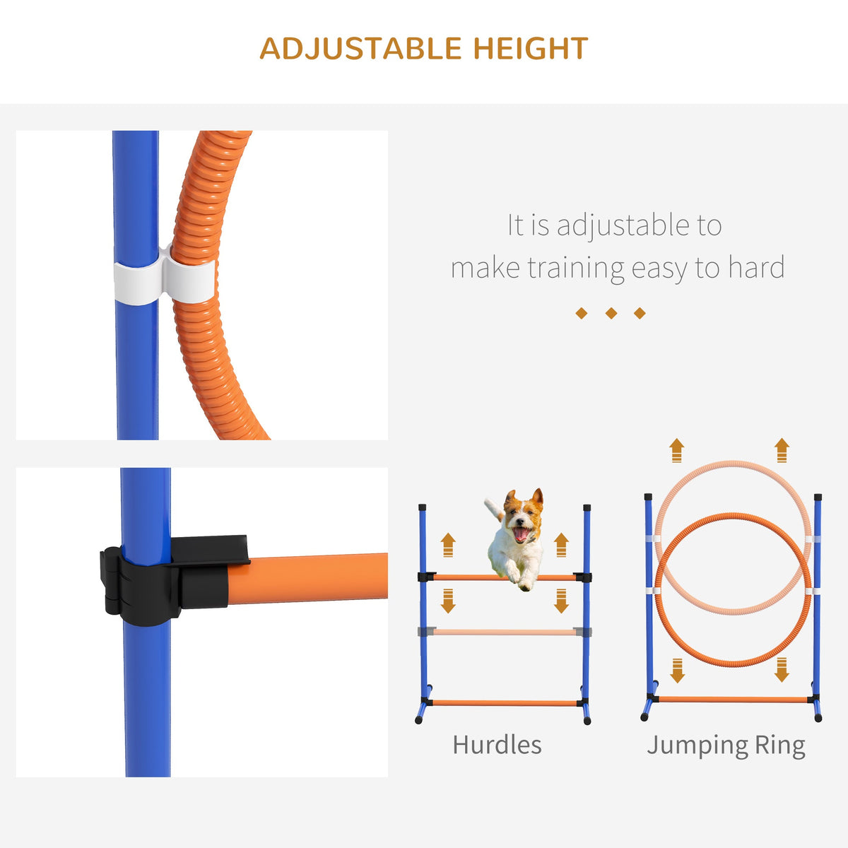 Dog Agility Training Equipment w/ Weave Poles, Adjustable Hurdle, Jump Ring, Pause Box, Whistle, Balls, Carry Bag