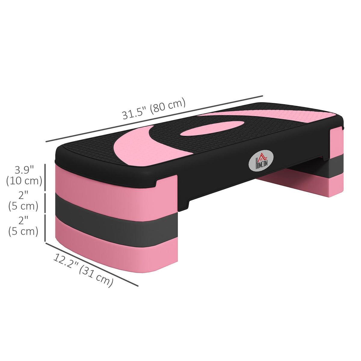 Adjustable Aerobic Stepper, Exercise Step Platform, Step Exercise Trainer, Workout Fitness Yoga Risers, 4"-6"-8", Pink