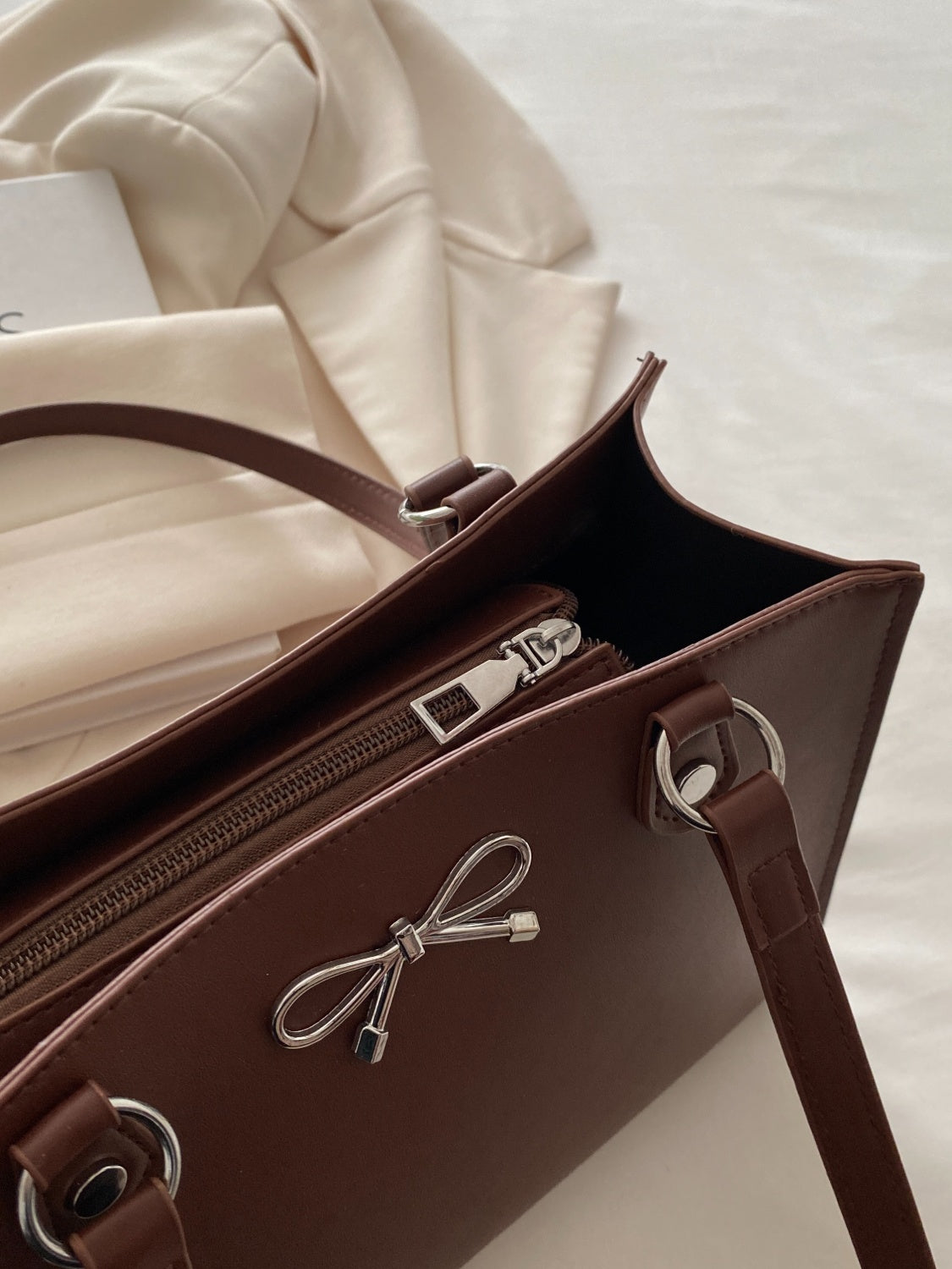 Bow PU Leather Shoulder Bag