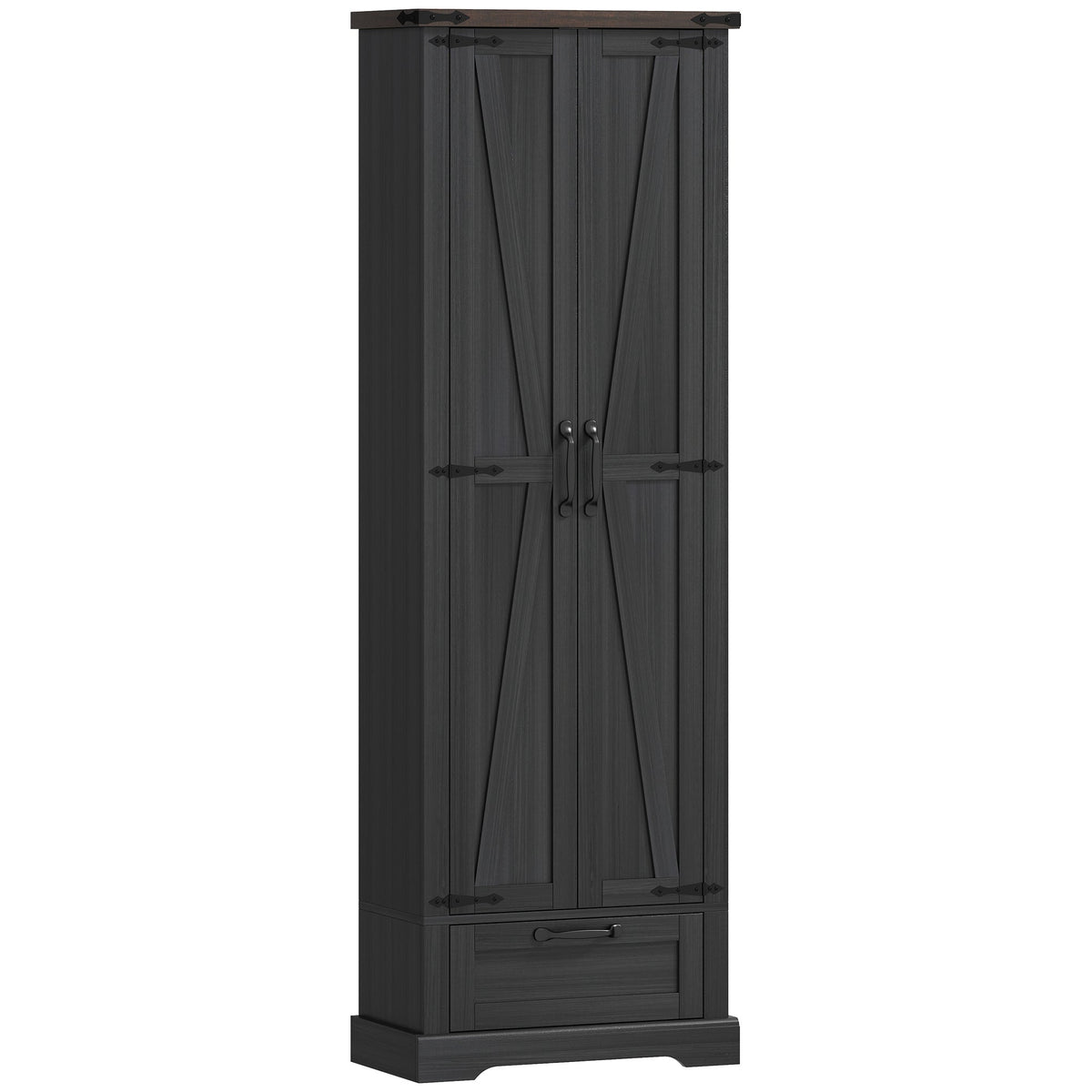 71" Pantry Cabinet, Kitchen Storage Cabinet with Adjustable Shelves, 2 Doors and Drawer for Dining Room, Black