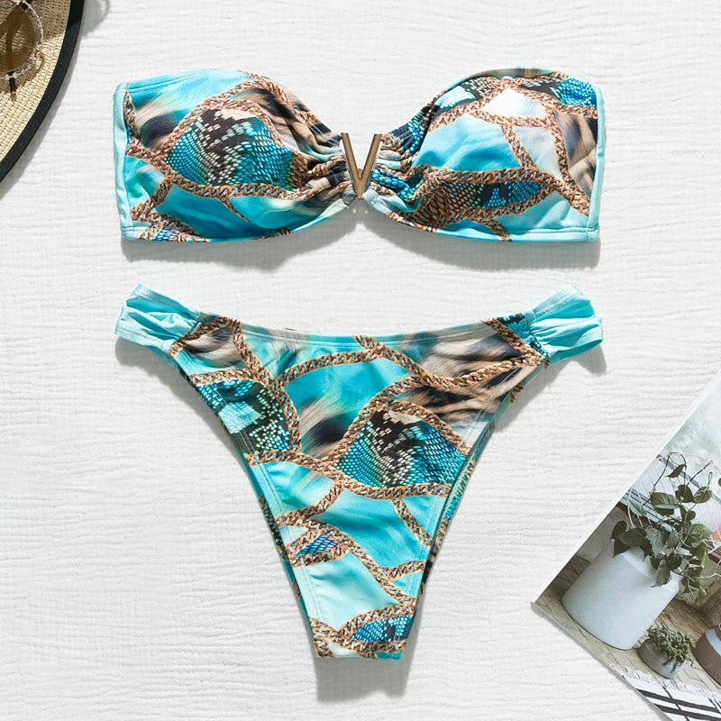 Pattern Wash Bathing Suit