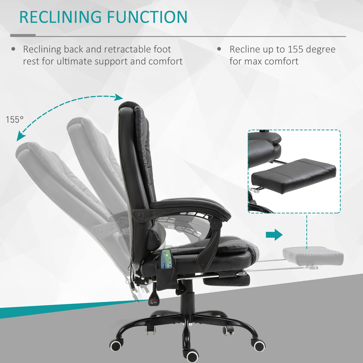 Declan Executive Office Chair with 7-Point Massage and Reclining Features-Black