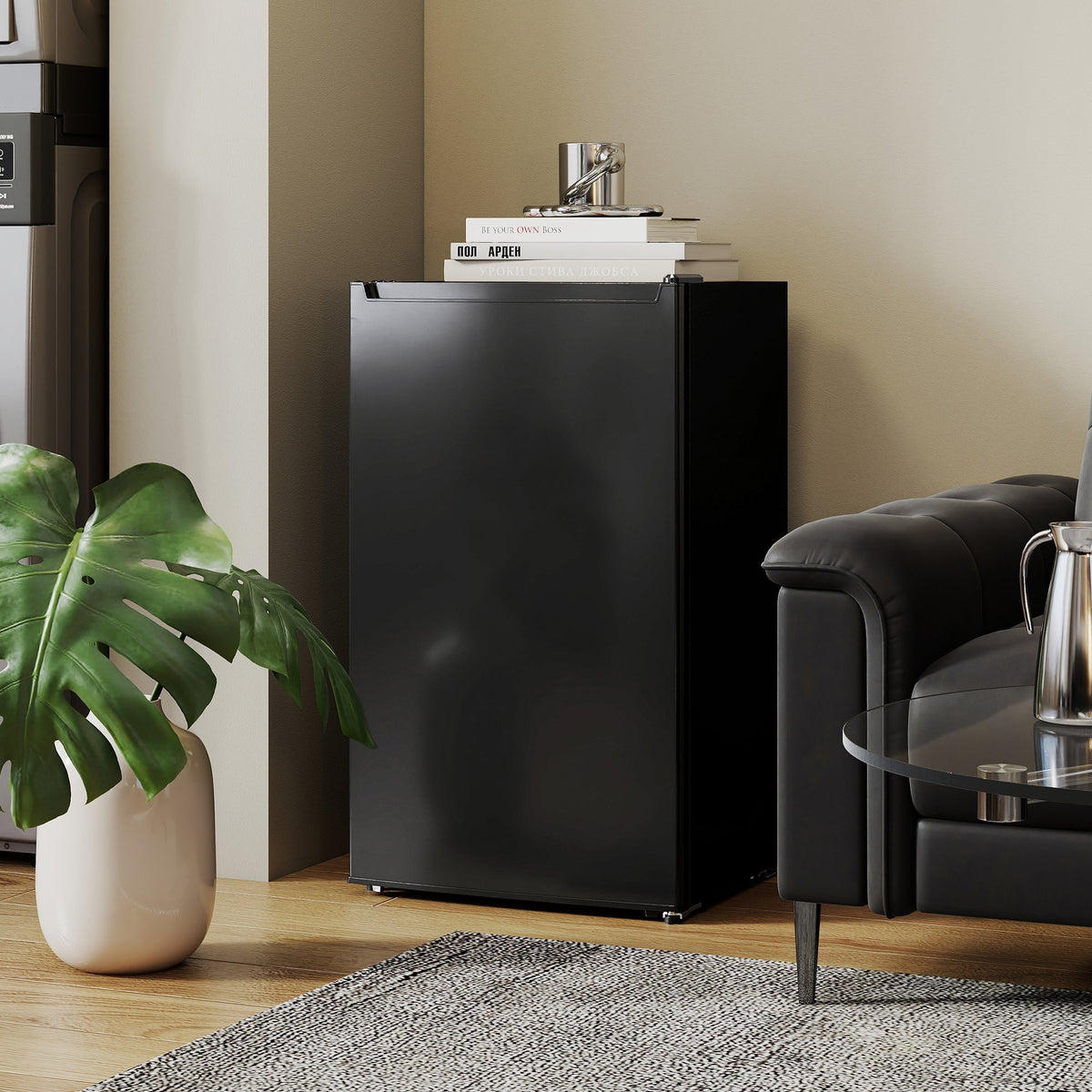 1.1 Cu. Ft. Mini Freezer, Compact Upright Freezer with Reversible Door, Removable Shelf, Adjustable Temperature, Black