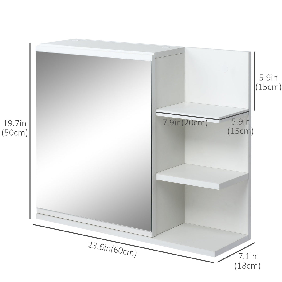 Medicine Cabinet with Mirror, Wall Mounted Bathroom Mirror Cabinet, Bathroom Wall Cabinet with 3 Open Shelves, Natural