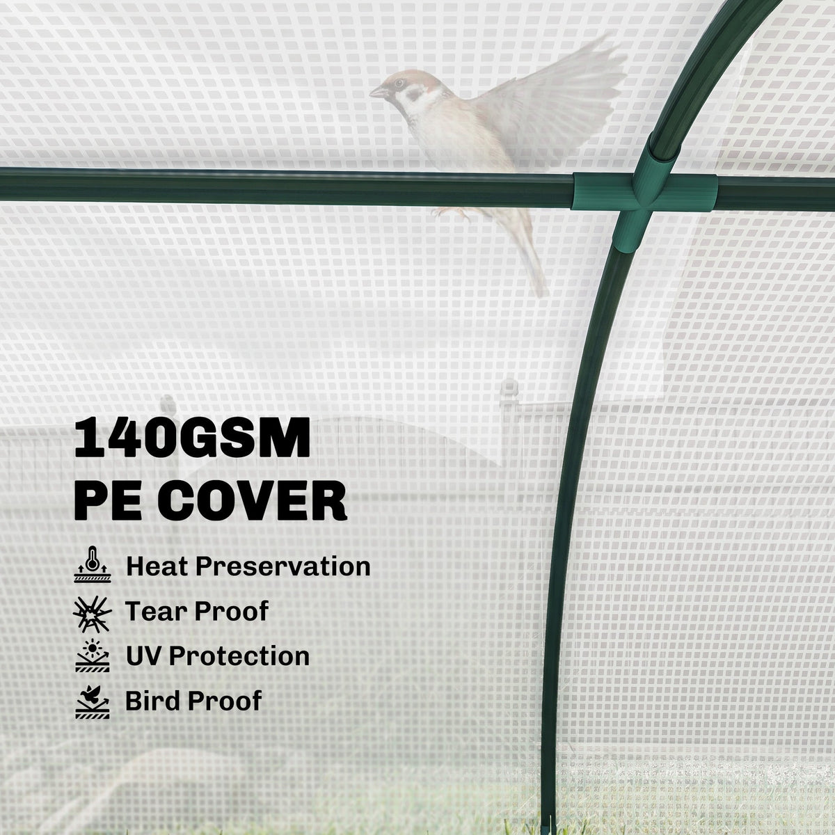 Portable Mini Greenhouse, Tunnel Growing Tent with 5 Mesh Windows and Steel Frame, 7' x 3' x 2', Green