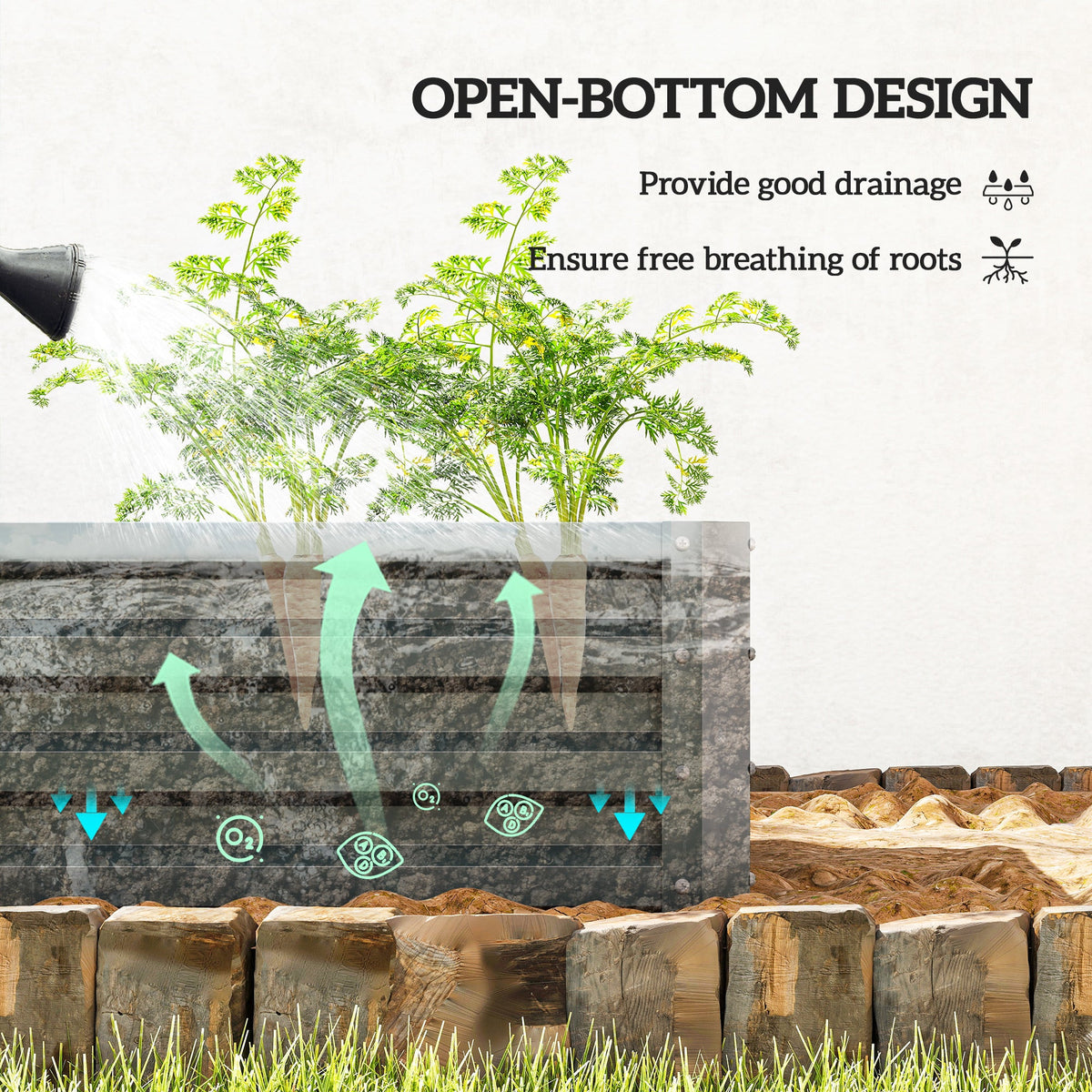 Galvanized Raised Garden Beds, Outdoor Planter Box, Set of 2, for Flowers, Herbs and Vegetables, Black