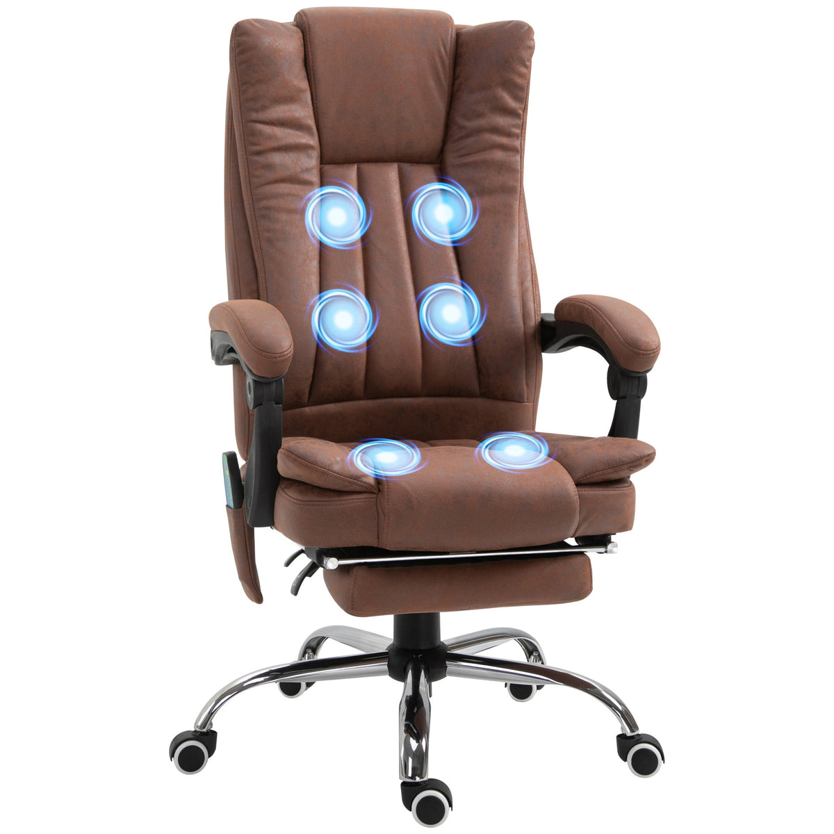 Office Chair 6-point Vibration Massage Chair Micro Fiber Recliner with Retractable Footrest Black