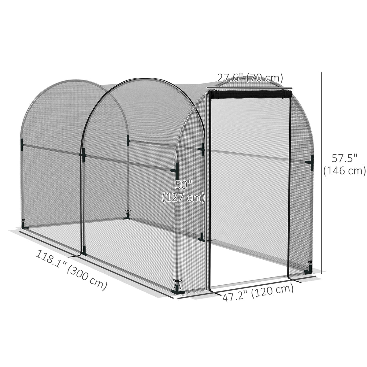 4.9' x 3.9' Crop Cage with Zipper Roll-Up Door, Mesh Plant Protection Tent from Animals with Galvanised Steel Frame
