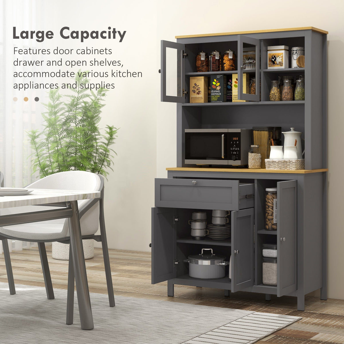 5-Door Kitchen Pantry Cabinet, Freestanding Storage Cabinet Cupboard with Adjustable Shelves, 71"